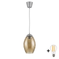 Brilagi - LED luster na lankách RETRO GLASS 1xE27/60W/230V pr. 17 cm strieborná/dymová béžová