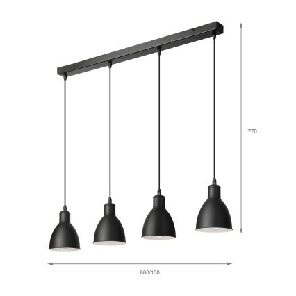 Brilagi - LED luster na lankách RIDDY 4xE27/60W/230V čierna