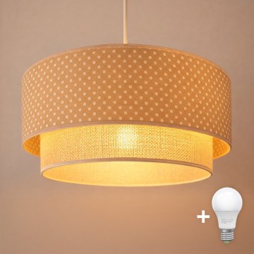 Brilagi-LED luster na lanku BOHO BOBO 1xE27/60W/230V, priemer 40 cm, s béžovo-krémovými bodkami.