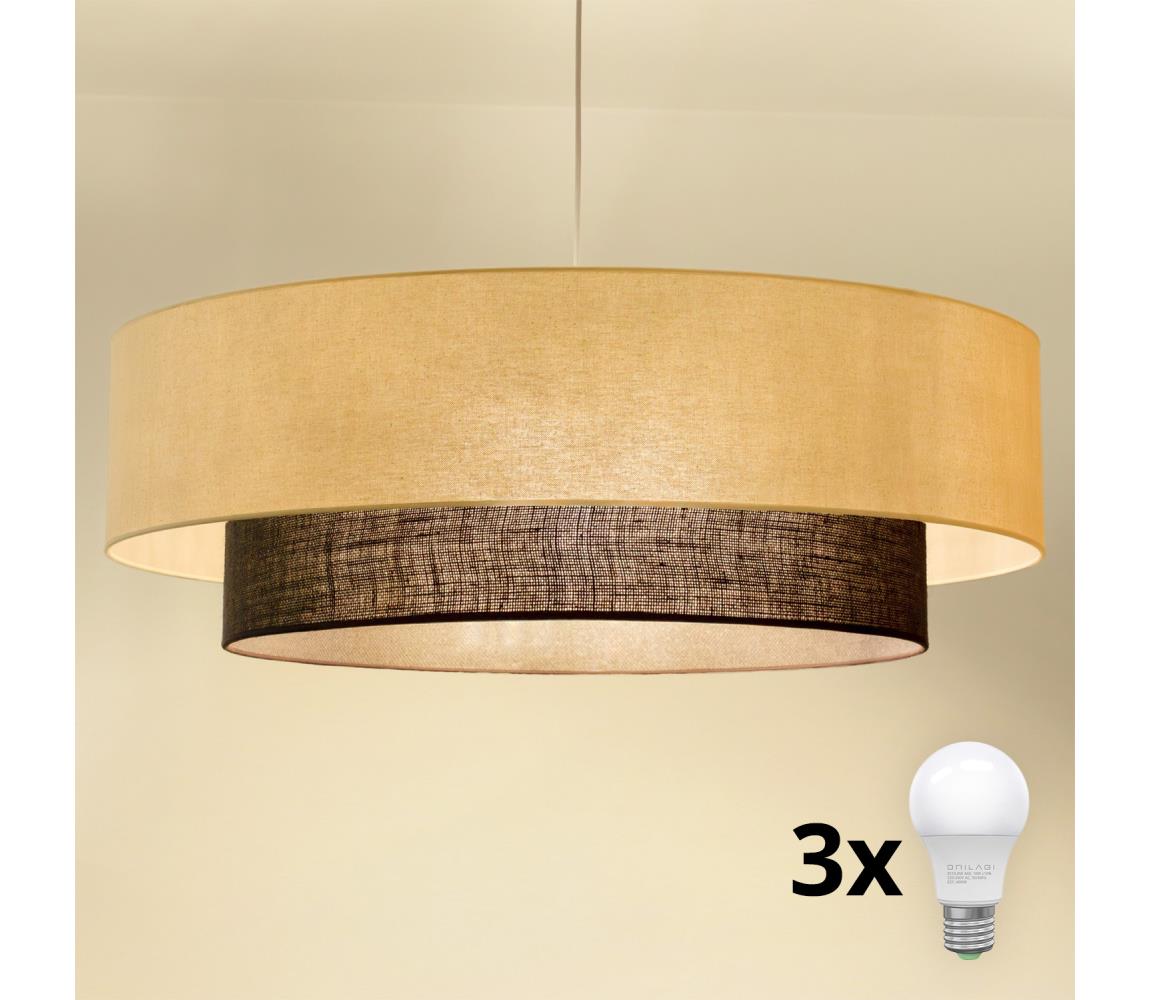 Brilagi - LED luster na lanku BOHO STYLE 3xE27/15W/230V pr. 80 cm krémová/hnedá 8590828028017