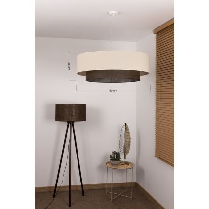 Brilagi - LED luster na lanku BOHO STYLE 3xE27/15W/230V pr. 80 cm krémová/hnedá
