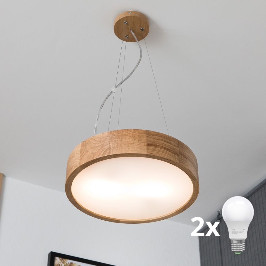 Brilagi - LED Luster na lanku CARVALHO 2xE27/60W/230V dub pr. 37 cm