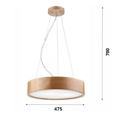 Brilagi - LED luster na lanku CARVALHO 3xE27/15W/230V dub pr. 47,5 cm