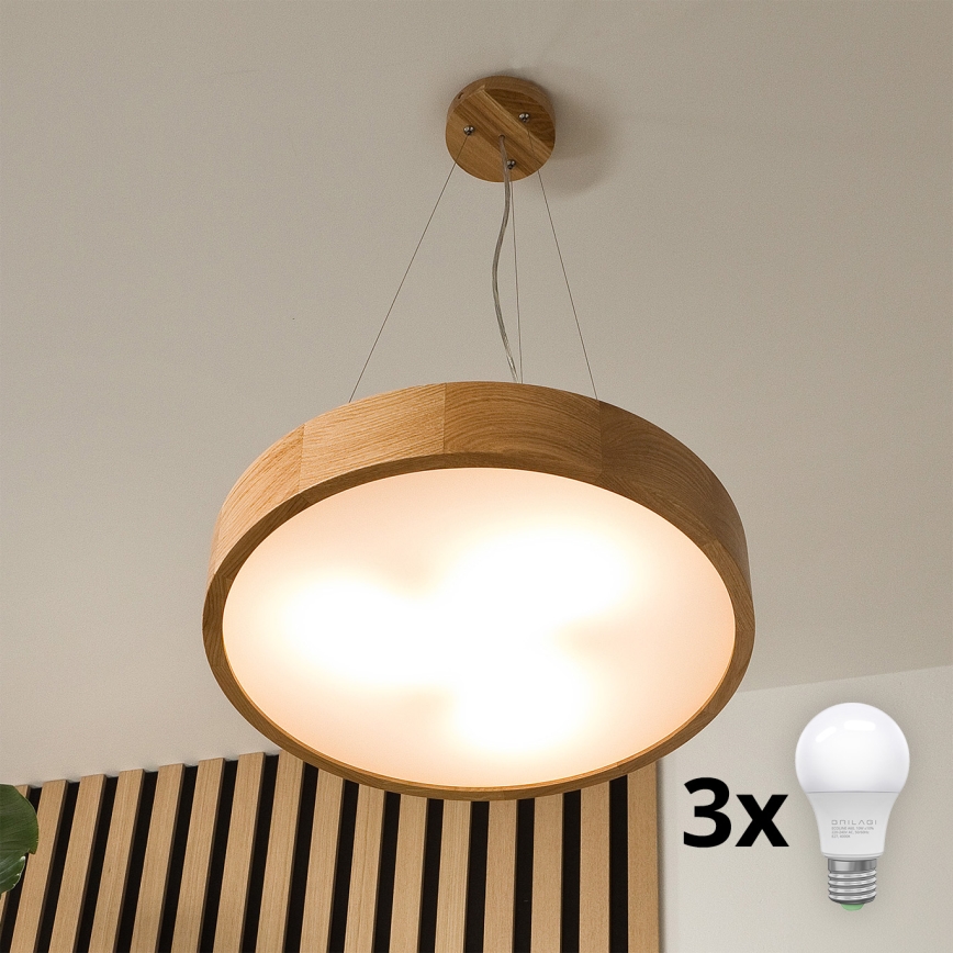 Brilagi - LED Luster na lanku CARVALHO 3xE27/60W/230V dub pr. 47,5 cm
