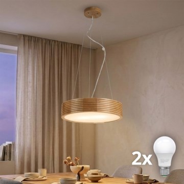 Brilagi - LED luster na lanku CARVALHO MODERN 2xE27/60W/230V, dub, priemer 37,5 cm
