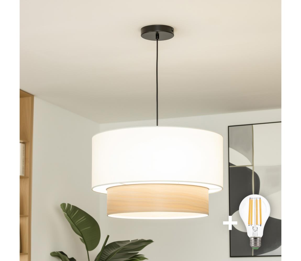 Brilagi - LED luster na lanku CERIA 1xE27/40W/230V pr. 50 cm biela/béžová BG3987+EG781089