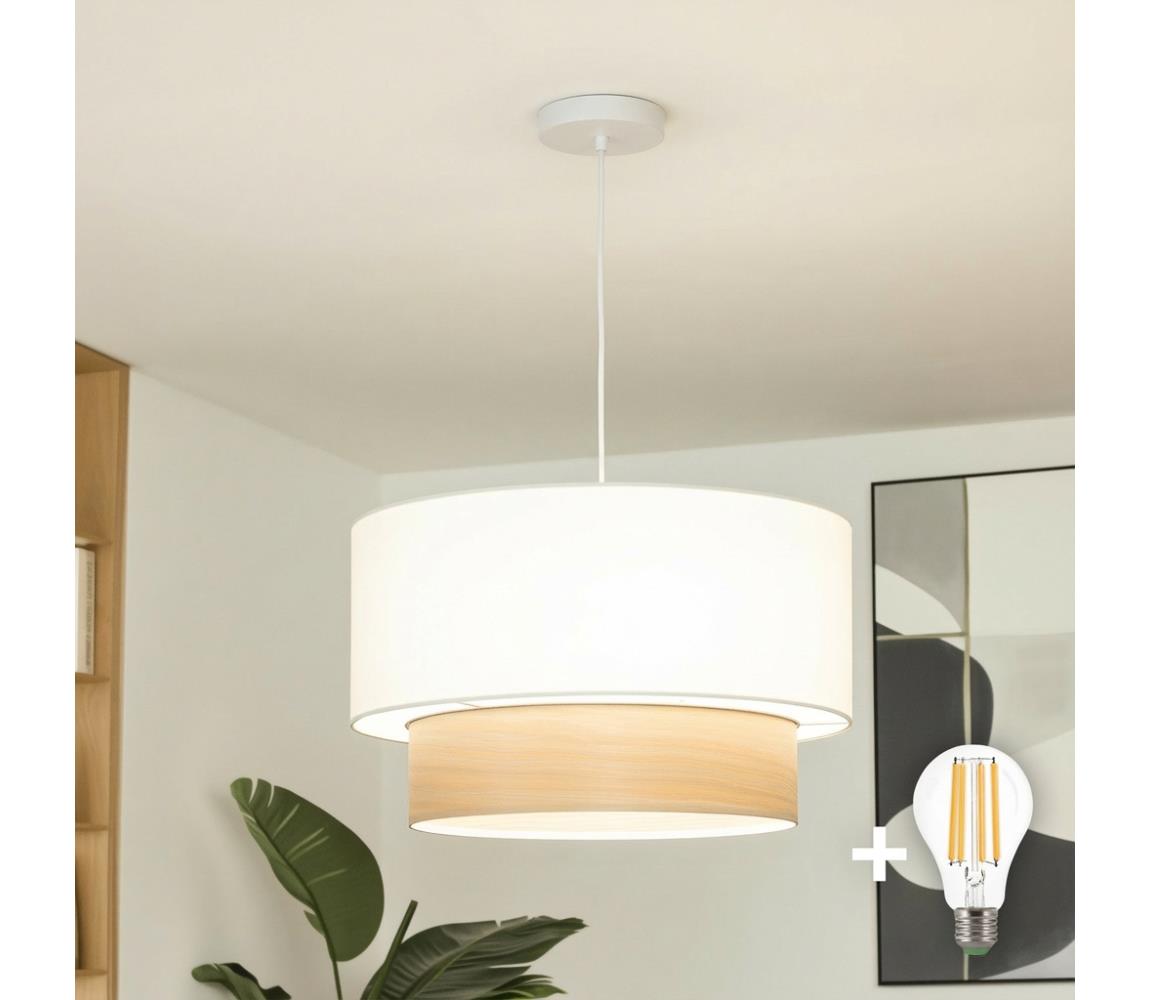 Brilagi - LED luster na lanku CERIA 1xE27/40W/230V priemer 50 cm biela/béžová EG300171+EG781089
