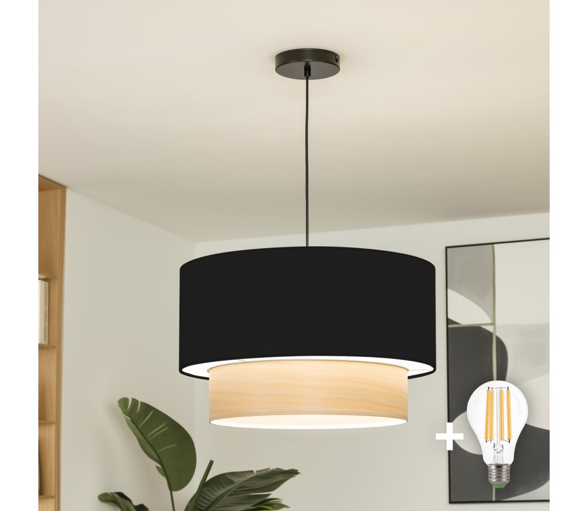 Brilagi - LED luster na lanku CERIA 1xE27/40W/230V priemer 50 cm čierna/béžová BG3987+EG781091