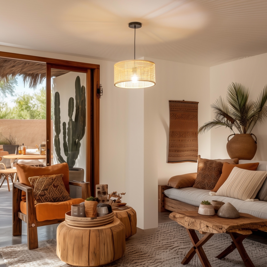 Brilagi - LED luster na lanku CERIA BOHO 1xE27/40W/230V pr. 40 cm bambus