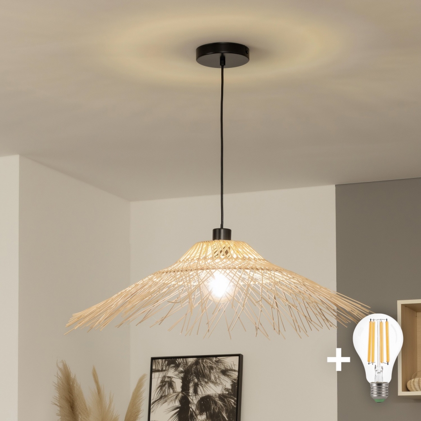 Brilagi - LED luster na lanku CERIA BOHO 1xE27/40W/230V pr. 70 cm bambus