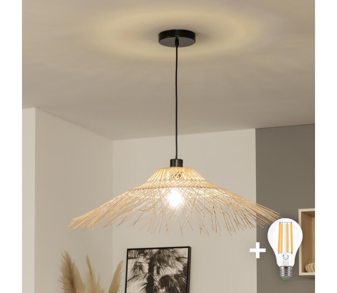 Brilagi - LED luster na lanku CERIA BOHO 1xE27/40W/230V pr. 70 cm bambus BG3987+EG781124