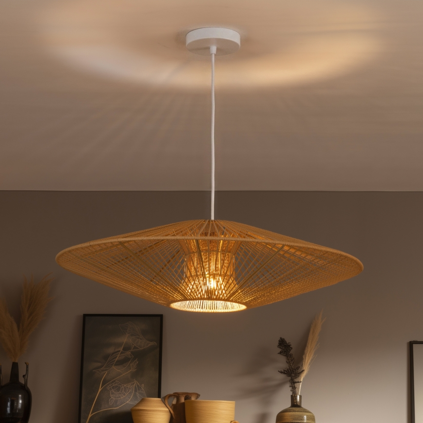 Brilagi - LED luster na lanku CERIA BOHO 1xE27/40W/230V pr. 70 cm biela/hnedá