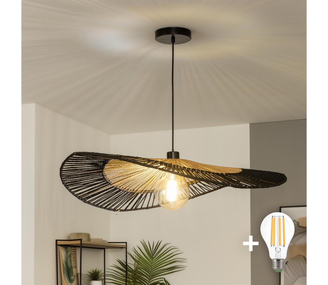 Brilagi - LED luster na lanku CERIA BOHO 1xE27/40W/230V pr. 80 cm čierna/hnedá BG3987+EG781093