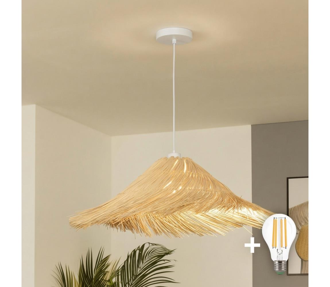 Brilagi - LED luster na lanku CERIA BOHO 1xE27/40W/230V priemer 100 cm ratan EG300171+EG781137