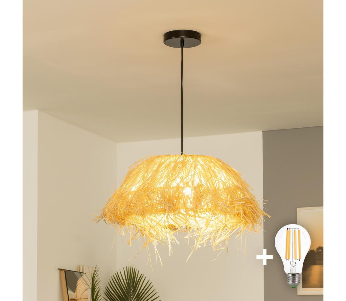 Brilagi - LED luster na lanku CERIA BOHO 1xE27/40W/230V, priemer 40 cm, rafia BG3987+EG781148