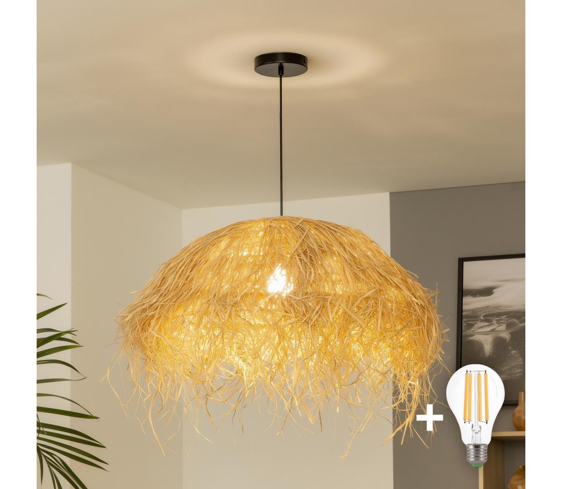 Brilagi - LED luster na lanku CERIA BOHO 1xE27/40W/230V priemer 60 cm rafia BG3987+EG781149