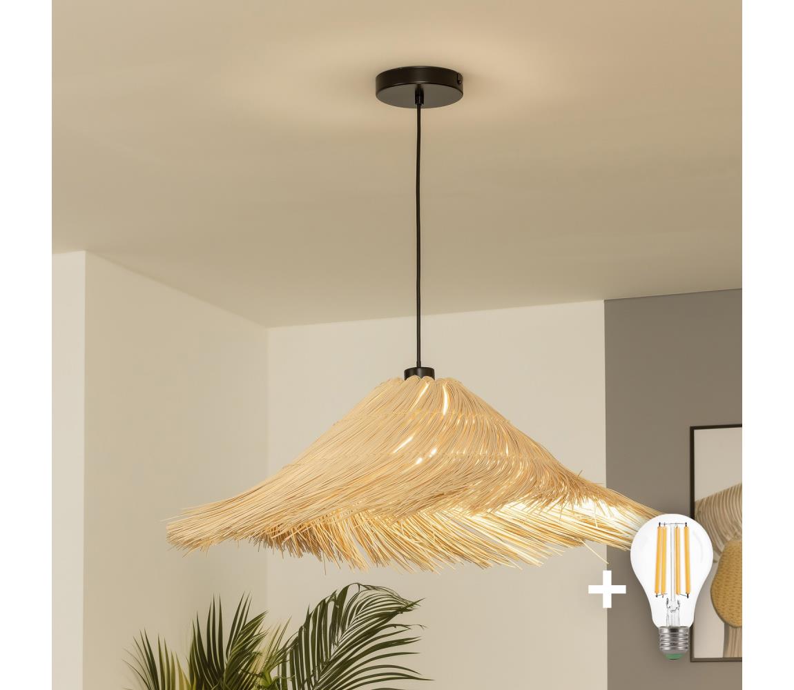 Brilagi - LED luster na lanku CERIA BOHO 1xE27/40W/230V priemer 70 cm ratan BG3987+EG781136
