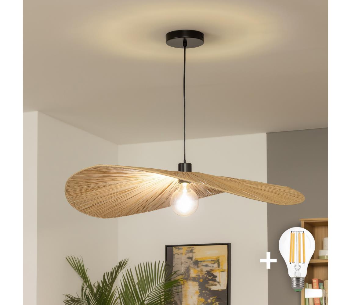 Brilagi - LED luster na lanku CERIA BOHO 1xE27/40W/230V, priemer 80 cm, rafia BG3987+EG781096