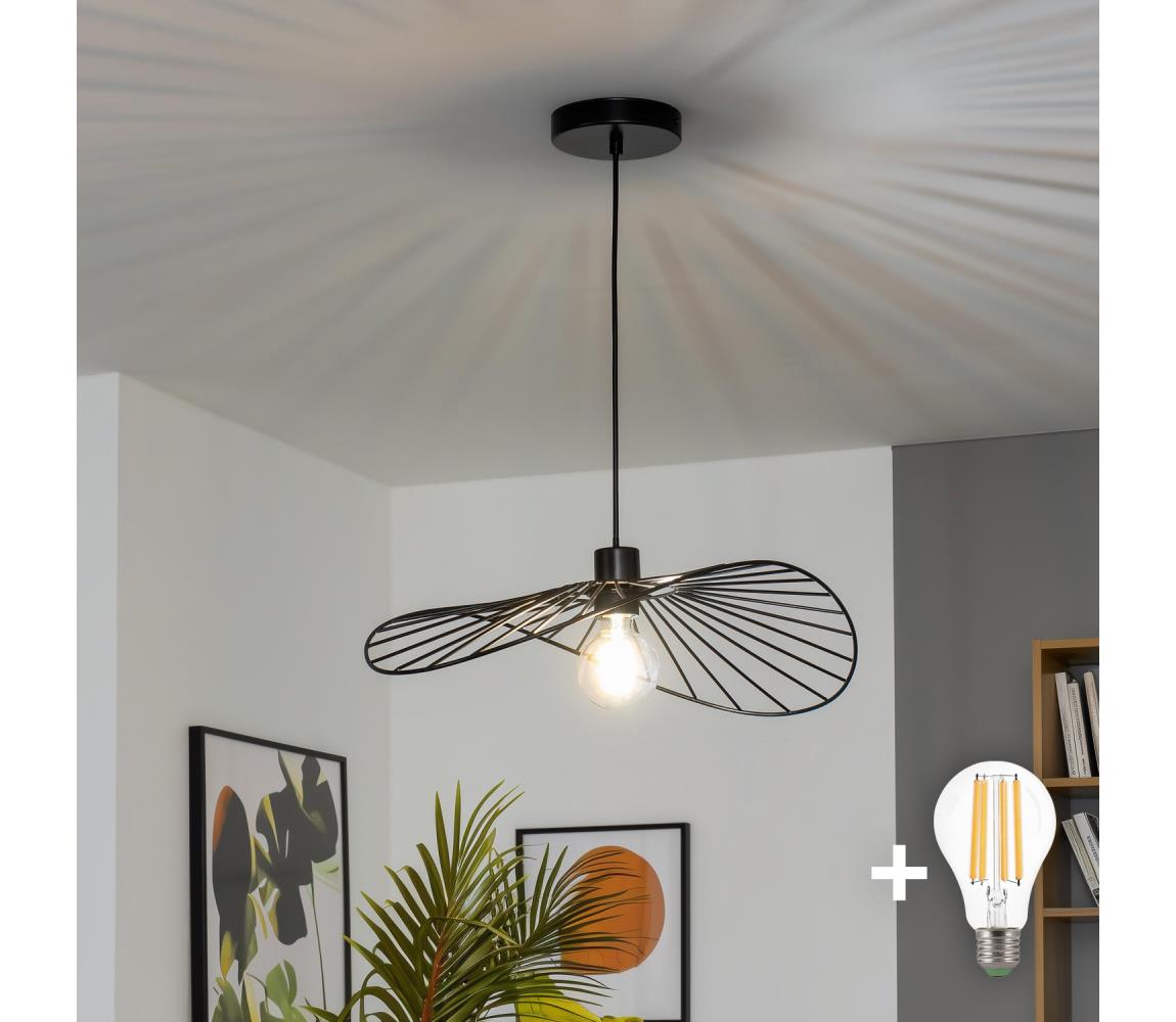 Brilagi - LED luster na lanku CERIA WIRE 1xE27/40W/230V 40x56 cm čierna BG3987+EG300148