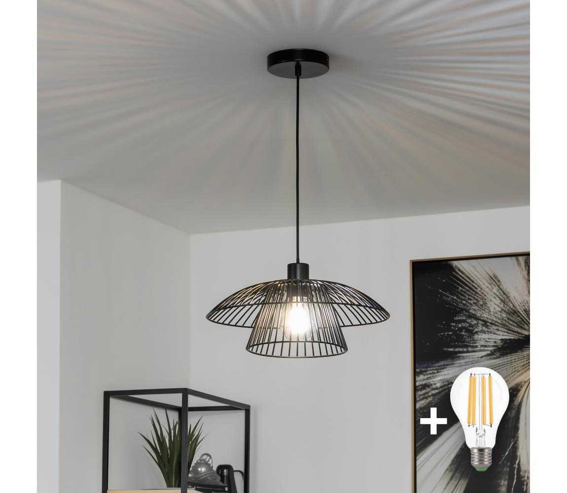 Brilagi - LED luster na lanku CERIA WIRE 1xE27/40W/230V pr. 38 cm čierna BG3987+EG300159+EG300162