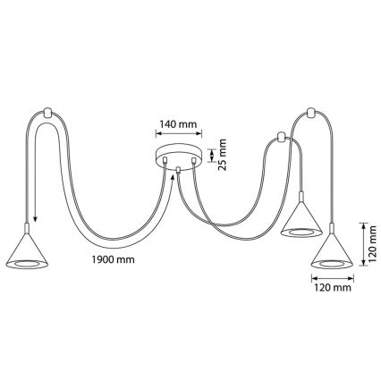 BRILAGI - LED Luster na lanku CONE TRIPLE SPIDER 3xGX53/15W/230V čierna