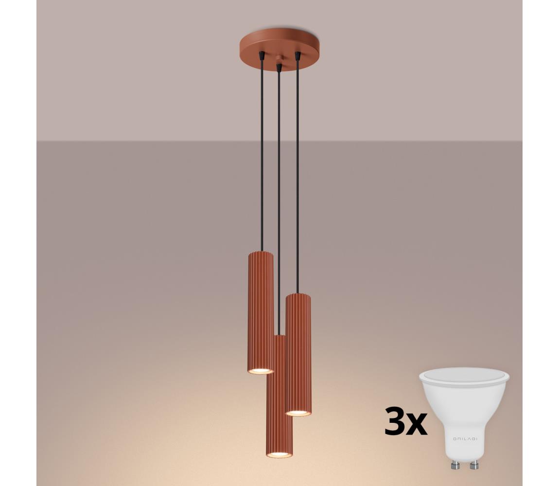 Brilagi - LED luster na lanku CRESTO 3xGU10/10W/230V červený BR.1633