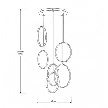 BRILAGI - LED luster na lanku ECHO LED/80W/230V 4000K, priemer 50 cm, čierny