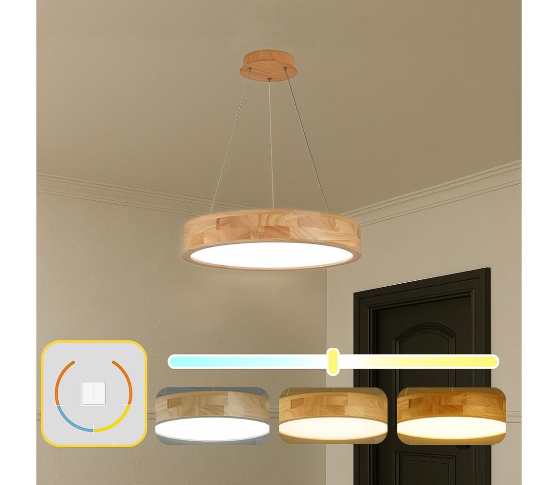 Brilagi - LED luster na lanku FALCON WOOD LED/30W/230V 3000/4000/6000K 45 cm drevo BRI533