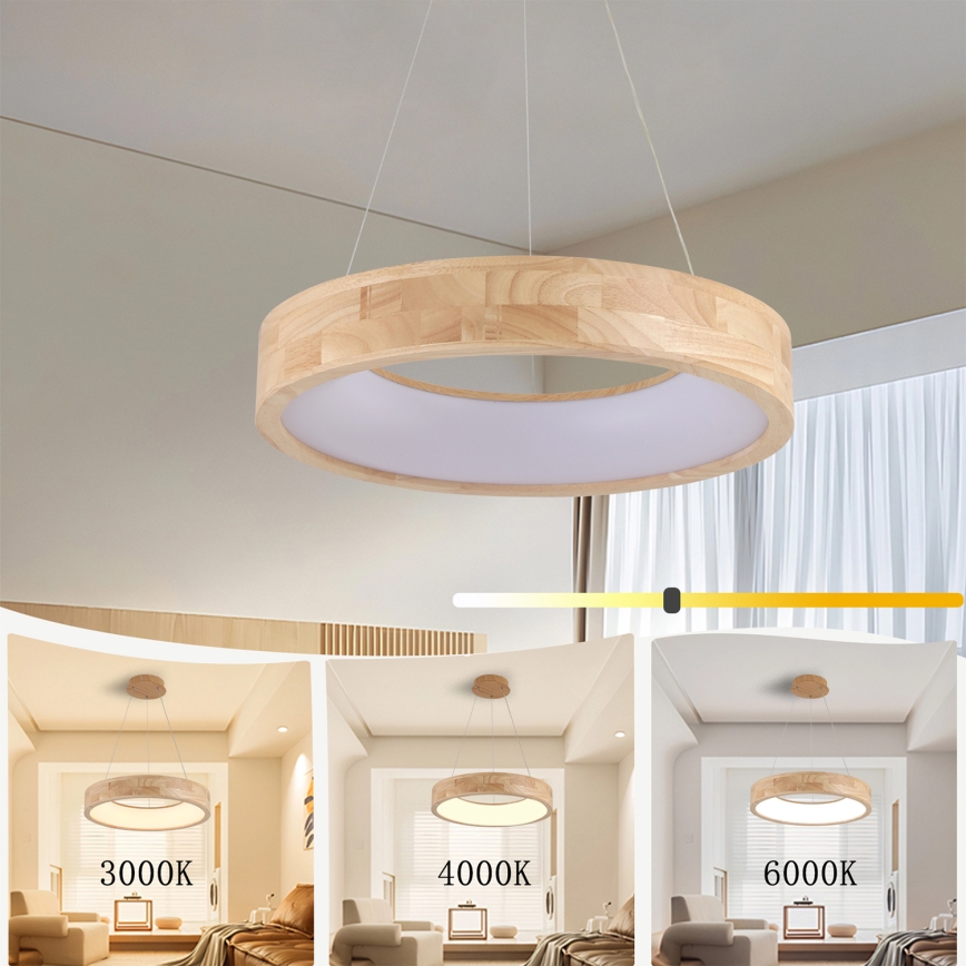 Brilagi - LED luster na lane FALCON WOOD LED/30W/230V 3000/4000/6000K priemer 45 cm, drevený