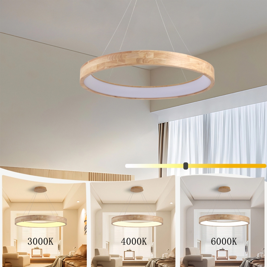 Brilagi - LED luster na lanku FALCON WOOD LED/60W/230V 3000/4000/6000K pr. 80 cm drevo