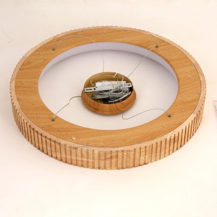 Brilagi - závesný LED luster na lanku FALCON WOOD MODERN, LED/40W/230V, 3000/4000/6000K (nastaviteľná teplota), priemer 60 cm, drevo