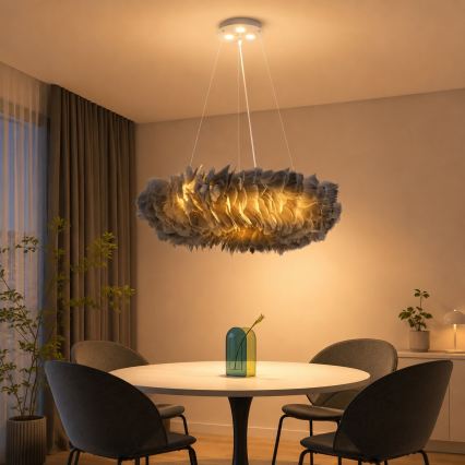 Brilagi - LED luster na lanku FEATHER 3xE27/40W/230V + 3xLED/3W pr. 50 cm šedý