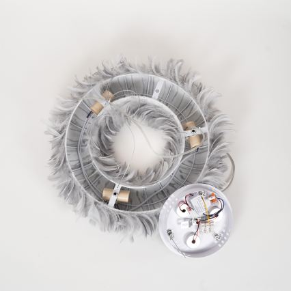 BRILAGI - LED luster na lanku FEATHER 3xE27/40W/230V + 3xLED/3W pr. 50 cm šedý