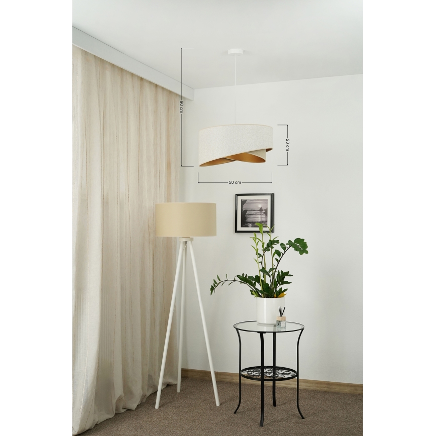 Brilagi - LED Luster na lanku LYRA 1xE27/15W/230V biela/béžová/zlatá