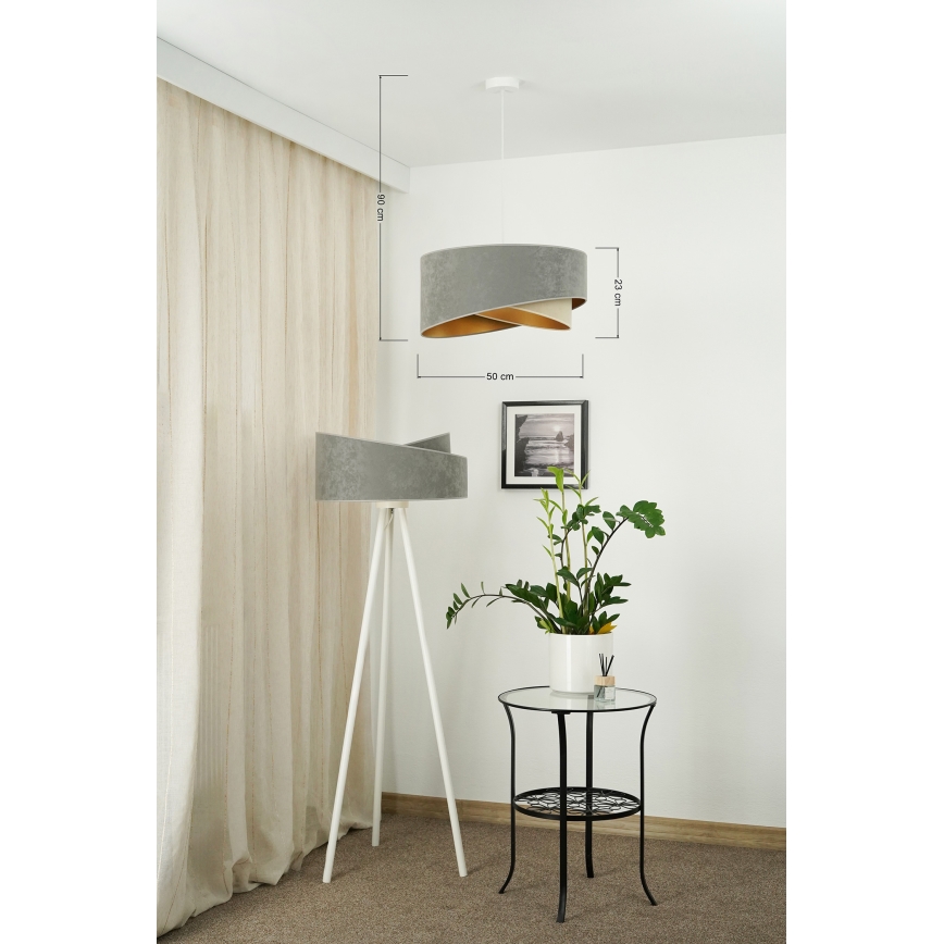 Brilagi - LED Luster na lanku LYRA 1xE27/15W/230V šedá/béžová/zlatá