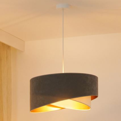 Brilagi - LED Luster na lanku LYRA 1xE27/15W/230V šedá/krémová/zlatá