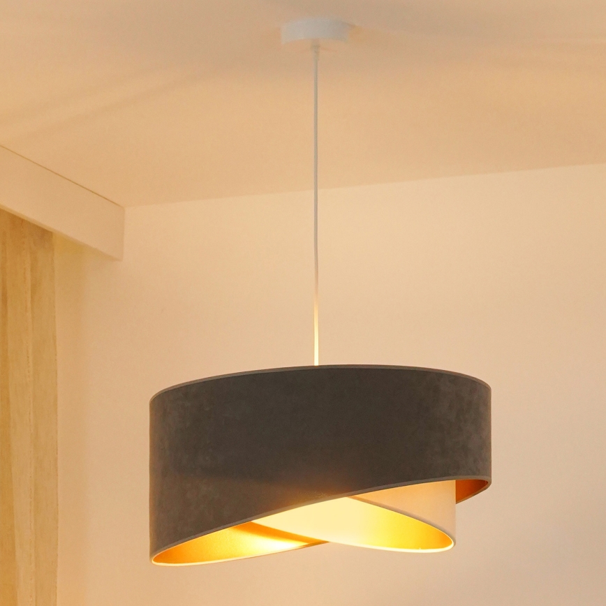 Brilagi - LED Luster na lanku LYRA 1xE27/15W/230V šedá/krémová/zlatá