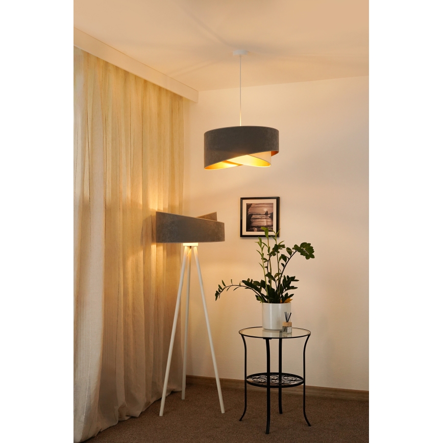 Brilagi - LED Luster na lanku LYRA 1xE27/15W/230V šedá/krémová/zlatá