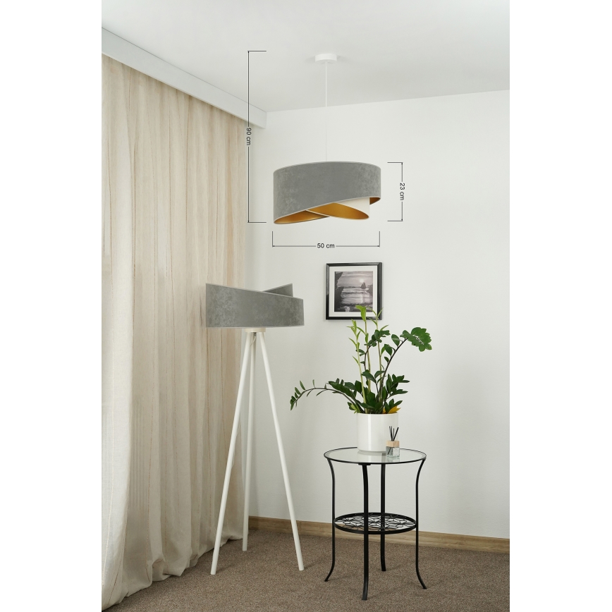 Brilagi - LED Luster na lanku LYRA 1xE27/15W/230V šedá/krémová/zlatá