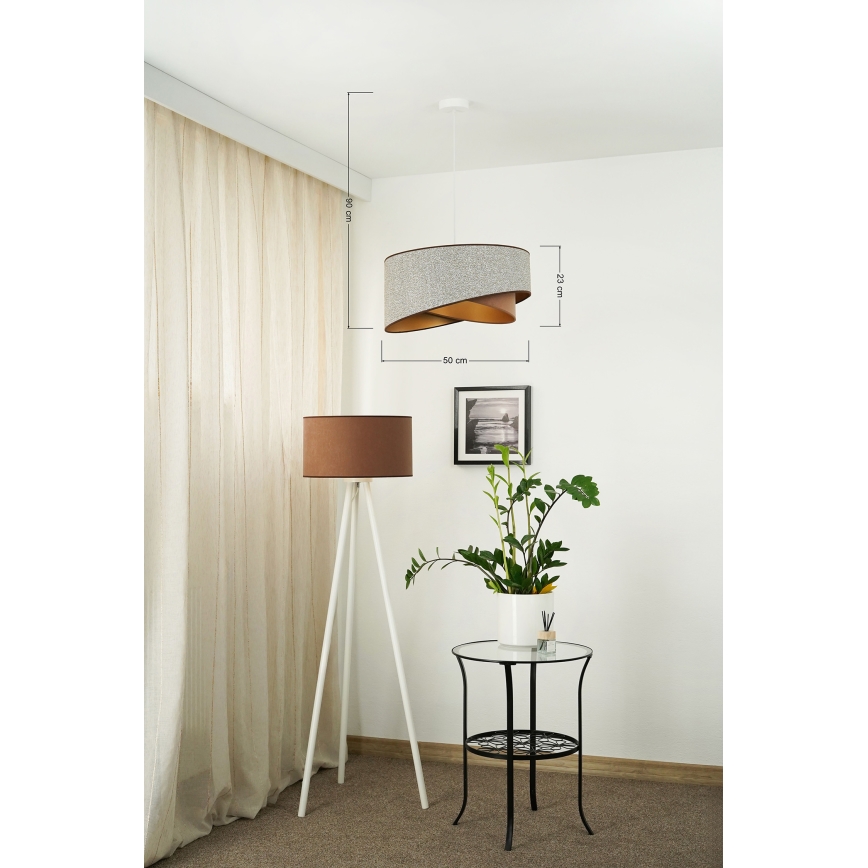 Brilagi - LED Luster na lanku LYRA 1xE27/15W/230V šedá/krémová/zlatá