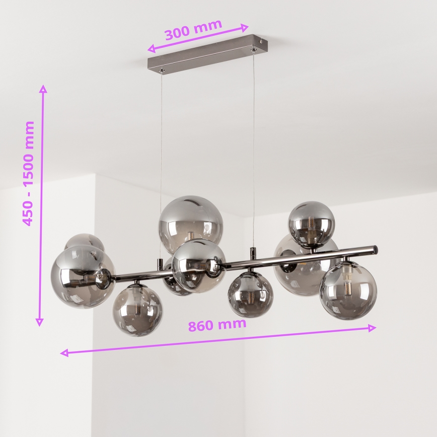 Brilagi - LED luster na lanku MILLA 10xG9/3W/230V čierny chróm/dymová