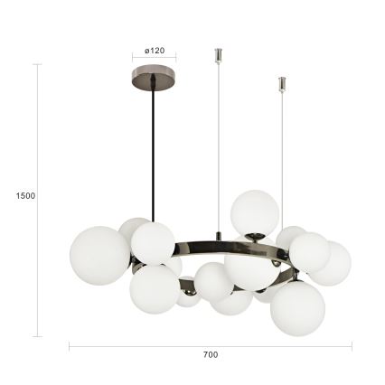 Brilagi - LED Luster na lanku MILLA 15xG9/3W/230V lesklý chróm/biela