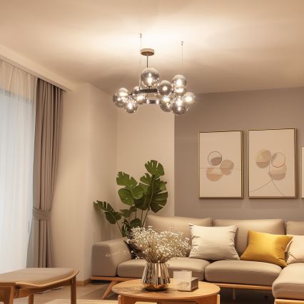 Brilagi - LED Luster na lanku MILLA 15xG9/3W/230V lesklý chróm/dymová