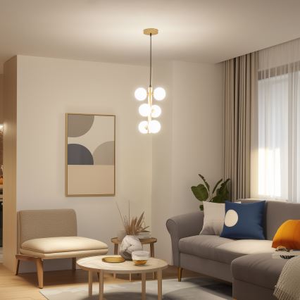 Brilagi - LED Luster na lanku MILLA 6xG9/3W/230V zlatá/biela