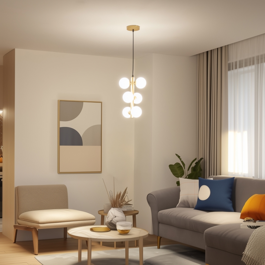 Brilagi - LED Luster na lanku MILLA 6xG9/3W/230V zlatá/biela