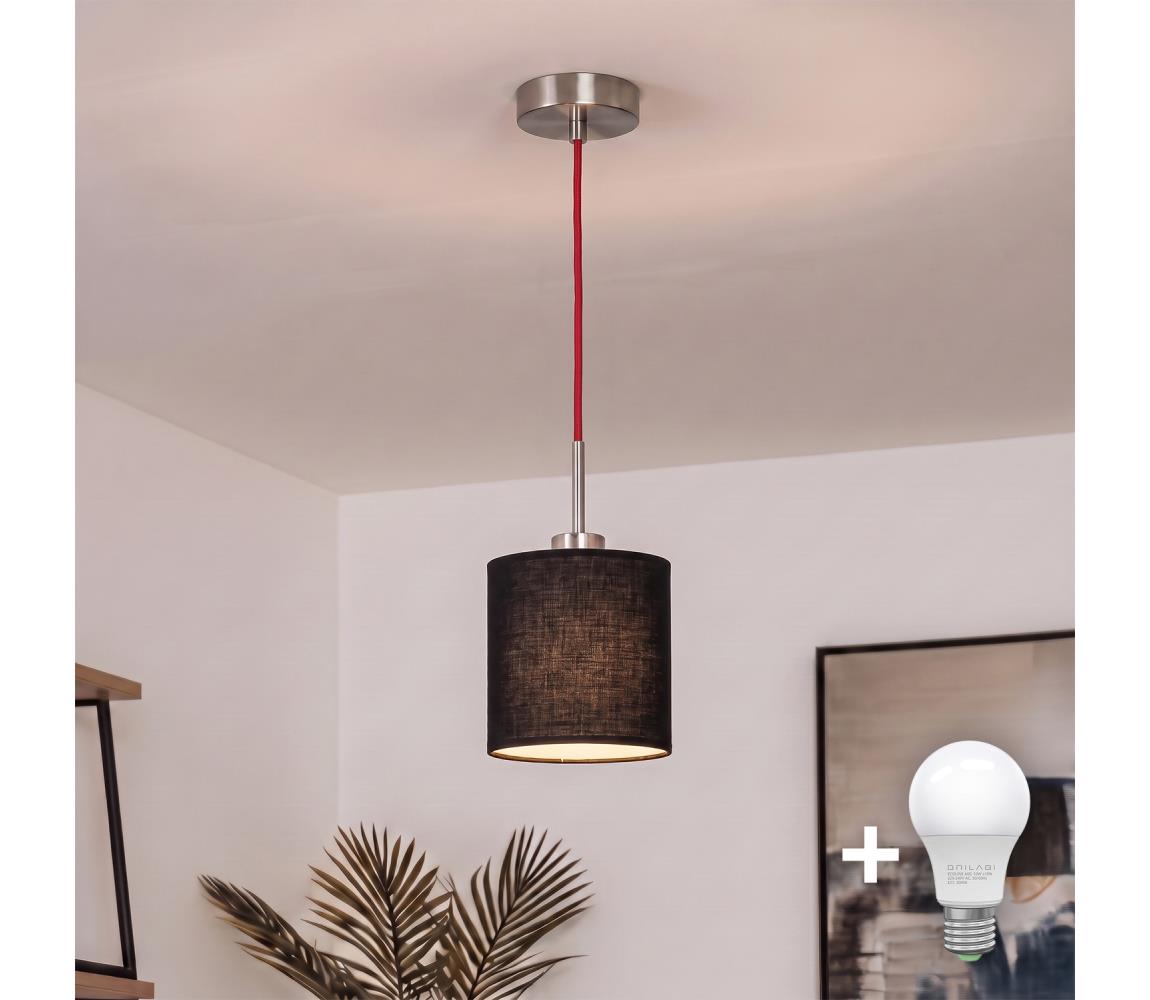 Brilagi - LED luster na lanku NUBILA 1xE27/60W/230V pr. 14 cm červená/čierna EG32516+BG1581