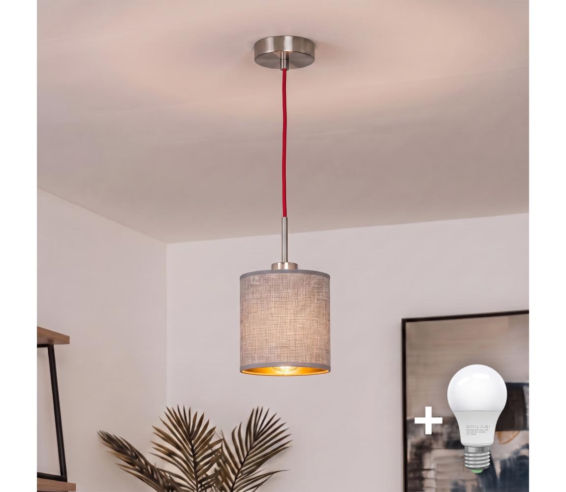 Brilagi - LED luster na lanku NUBILA 1xE27/60W/230V pr. 14 cm červená/šedá EG32516+BG1582