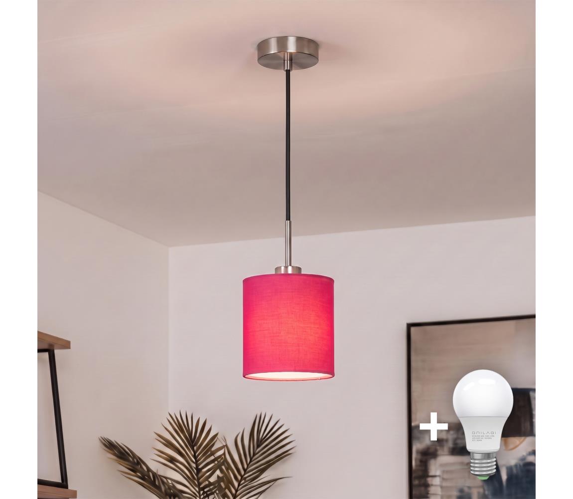 Brilagi - LED luster na lanku NUBILA 1xE27/60W/230V pr. 14 cm čierna/ružová EG32517+BG1577