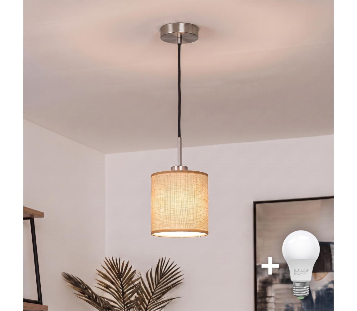 Brilagi - LED luster na lanku NUBILA 1xE27/60W/230V pr. 14 cm čierna/svetlohnedá EG32517+BG1584