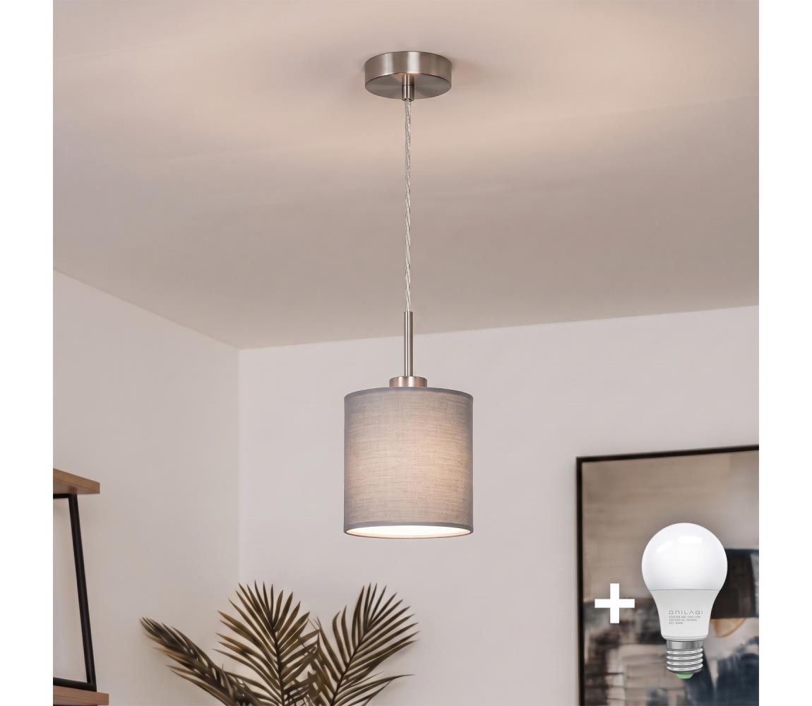 Brilagi - LED luster na lanku NUBILA 1xE27/60W/230V pr. 14 cm svetlosivá EG32515+BG2454